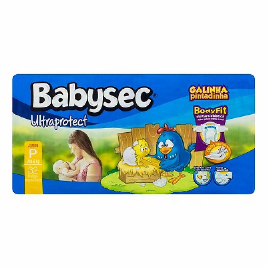 Fralda Babysec Ultra Sec Elite Galinha Pintadinha P,32 unidades