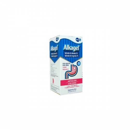 Alkagel 6% + 4%, caixa com 1 frasco com 240mL de suspensao de uso oral (sabor morango)