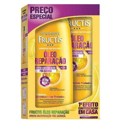 KIT FRUCTIS ÓLEO REPARAÇÃO PÓS QUÍMICA SHAMPOO 200ML+CONDICIONADOR 200ML