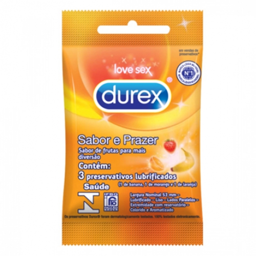 PRESERVATIVO DUREX SABOR E PRAZER COM 3 UN