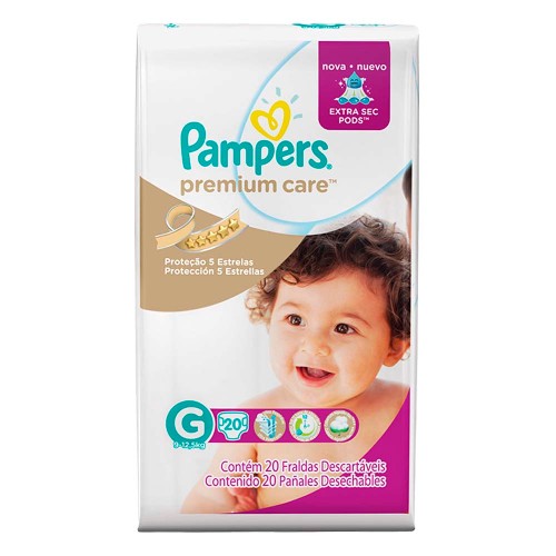 Fralda Pampers Premium Care Pacotão Tam G 20 unidades