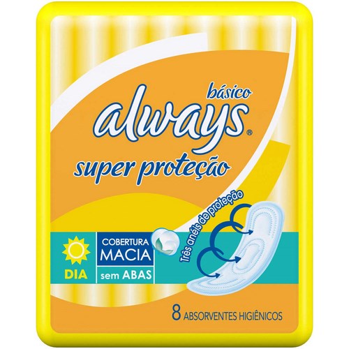 Absorvente Always basico sem abas  8 unidades