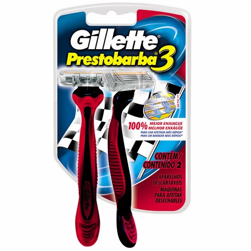 Aparelho de Barbear Gillette Prestobarba 3 F1 Vermelho 2 Unidades