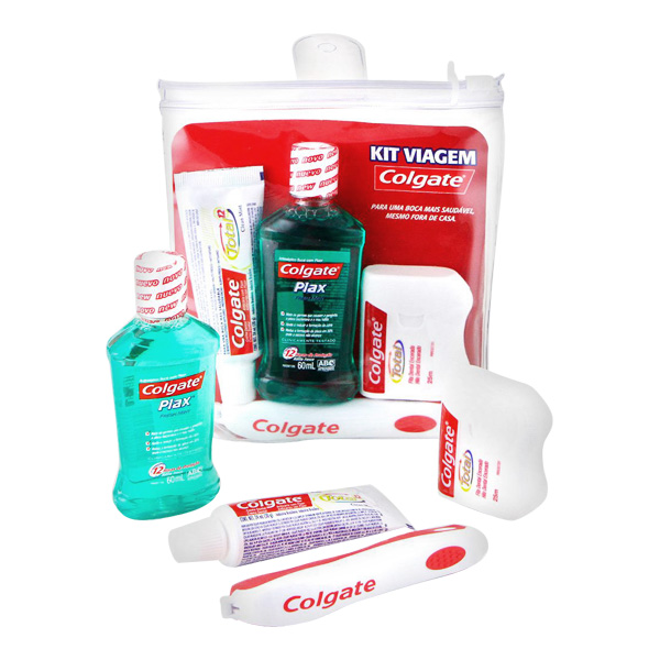 Kit Viagem Colgate Escova Dental + Creme Dental 30g + Enxaguatório 60m L+ Fita Dental 25 M