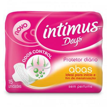 Protetor Diario Intimus Days sem perfume, com abas com 15 unidades