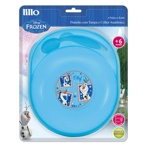 PRATO LILLO FROZEN OLAF AZUL COM TAMPA+COLHER REF.16027