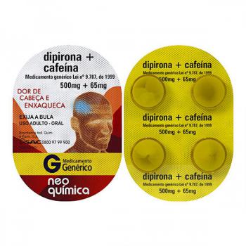 Dipirona Sódica + Cafeína 500mg + 65mg 4 comprimidos